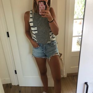 Stateside gray and stripe tank